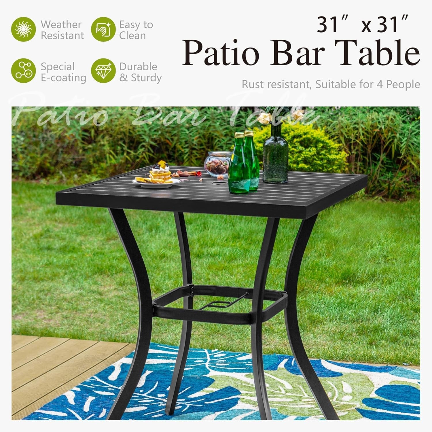 Counter Height Outdoor Bar Set With 2 Swivel Chairs ShipItFurniture