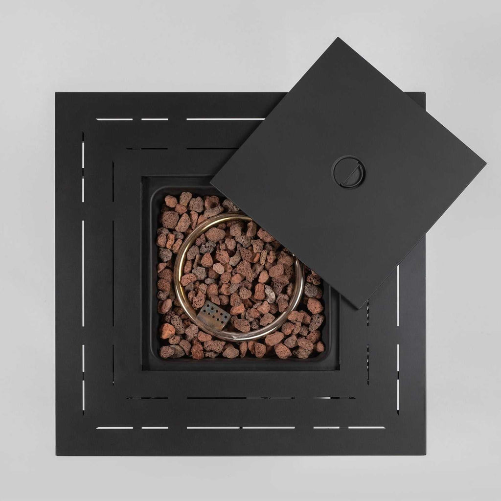 28inch Wicker Square Fire Pit Table Backyard Brillance