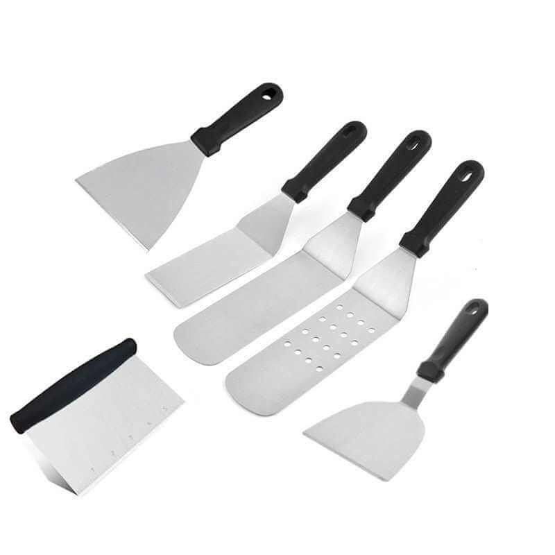 Multifunctional stainless steel outdoor barbecue tools set with cooking shovel and sauce bottle