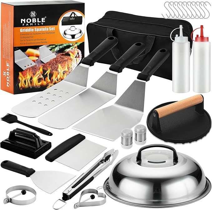 27 PCS Griddle Accessories Kit, Flat Top Grill Accessories Set For Camping, Professional Grill Spatula Set With Melting Dome, Burger Press For Outdoor BBQ Cooking Backyard Brillance