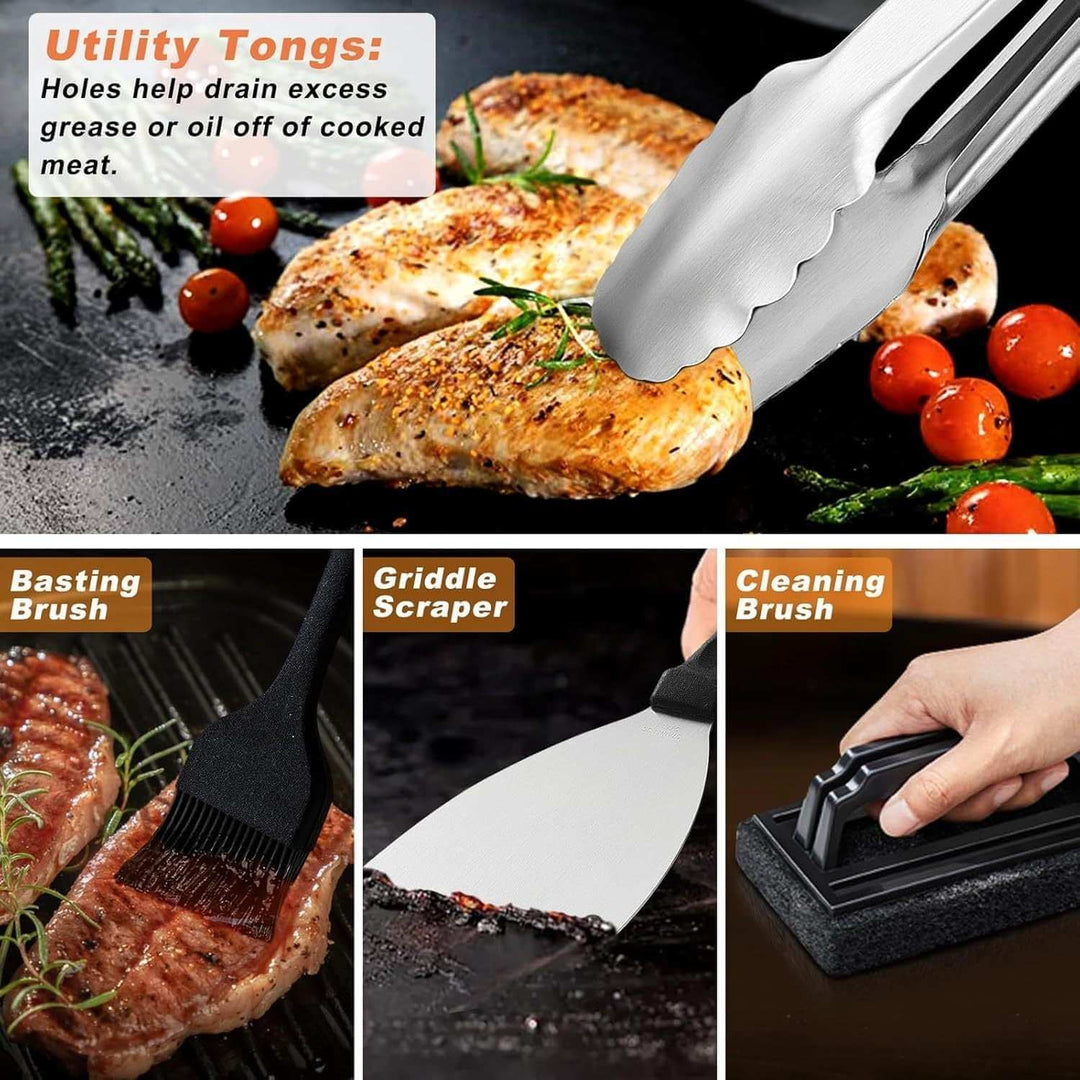 27 PCS Griddle Accessories Kit, Flat Top Grill Accessories Set For Camping, Professional Grill Spatula Set With Melting Dome, Burger Press For Outdoor BBQ Cooking Backyard Brillance