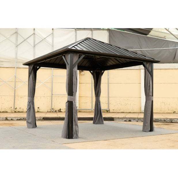 10x10FT Patic Gazebo,aluminum Gazebo With Steel Canopy,Outdoor Permanent Hardtop Gazebo Canopy For Patio, Garden, Backyard Brillance