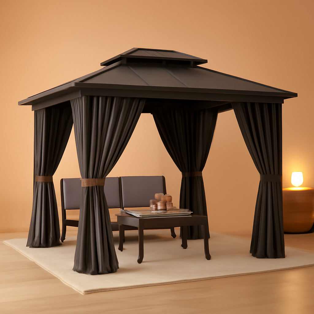 10x12 Aluminum Gazebo With Double Polycarbonate Roof ShipItFurniture