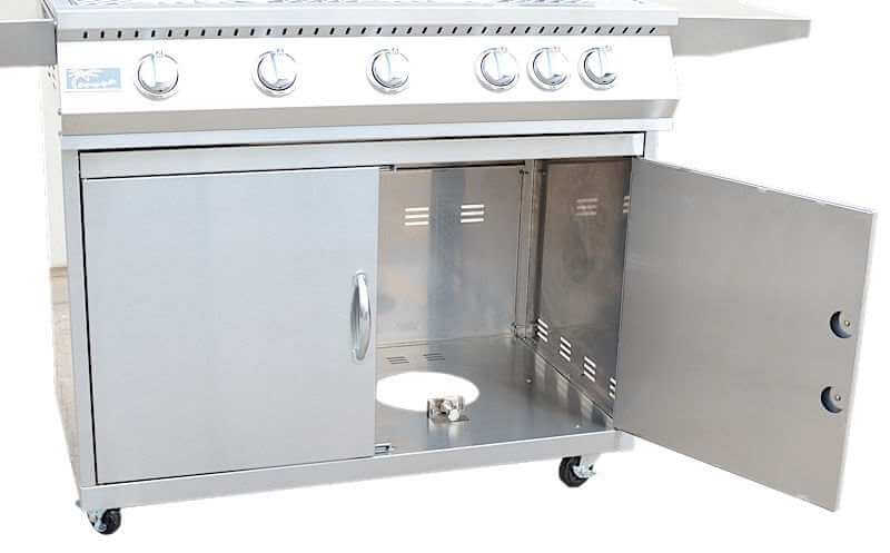 5 Burner 40" BBQ Grill with Cart &amp; Locking Casters