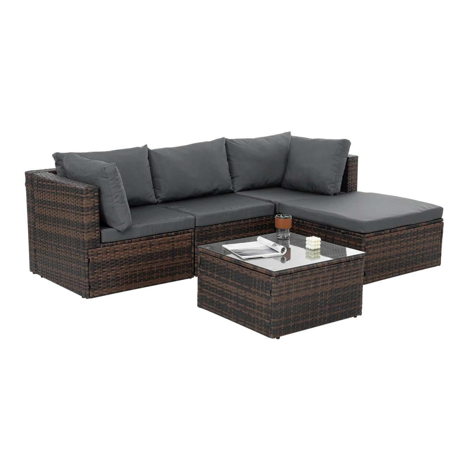 Patio Furniture, Outdoor Furniture, Seasonal PE Wicker Furniture, 5 Set Wicker Furniture With Temper Backyard Brillance