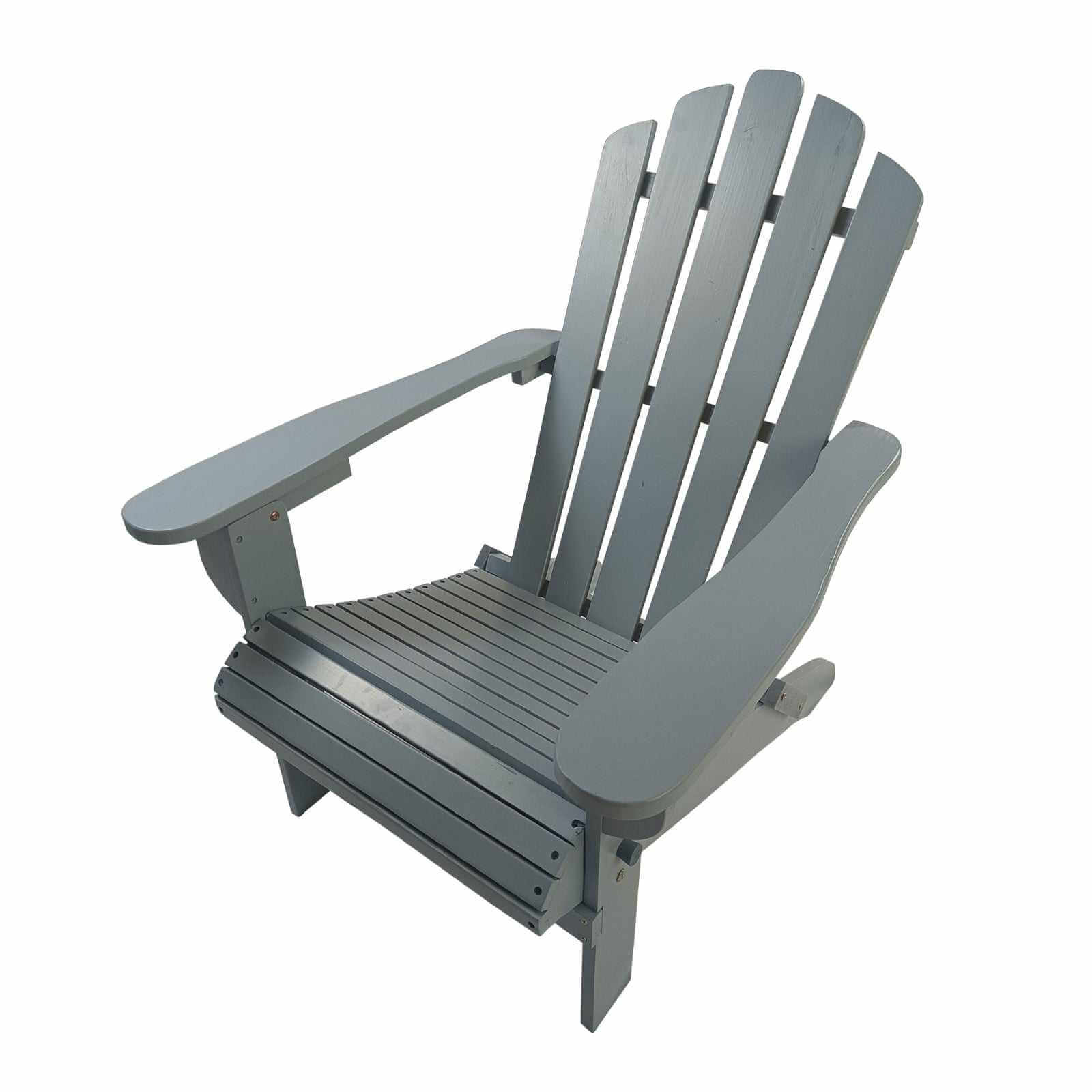 Foldable grey outdoor or indoor solid wood Adirondack chair