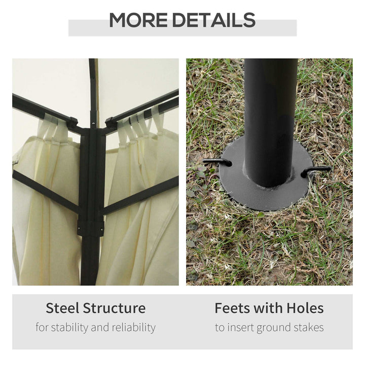 10x13 outdoor gazebo patio canopy with 2-tier roof and beige steel frame