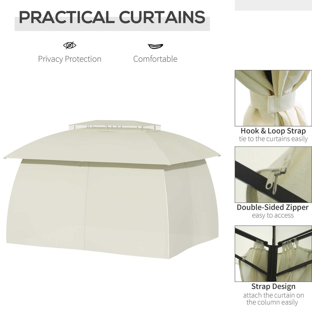 10x13 outdoor gazebo patio canopy with rounded 2-tier roof and beige steel frame