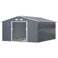 11' x 13' dark gray garden metal shed with double locking doors and ventilation system for outdoor storage
