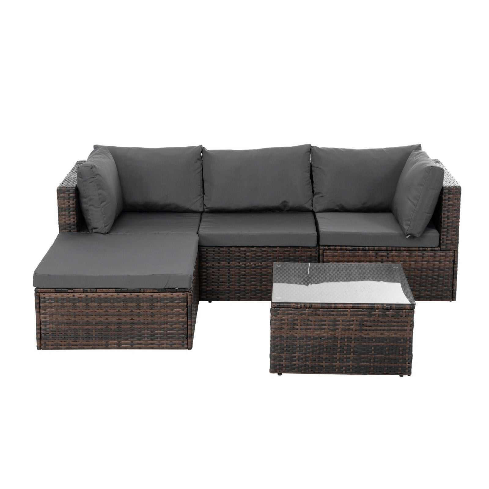 Patio Furniture, Outdoor Furniture, Seasonal PE Wicker Furniture, 5 Set Wicker Furniture With Temper Backyard Brillance