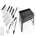 Multifunctional stainless steel outdoor barbecue tools set with cooking shovel and sauce bottle