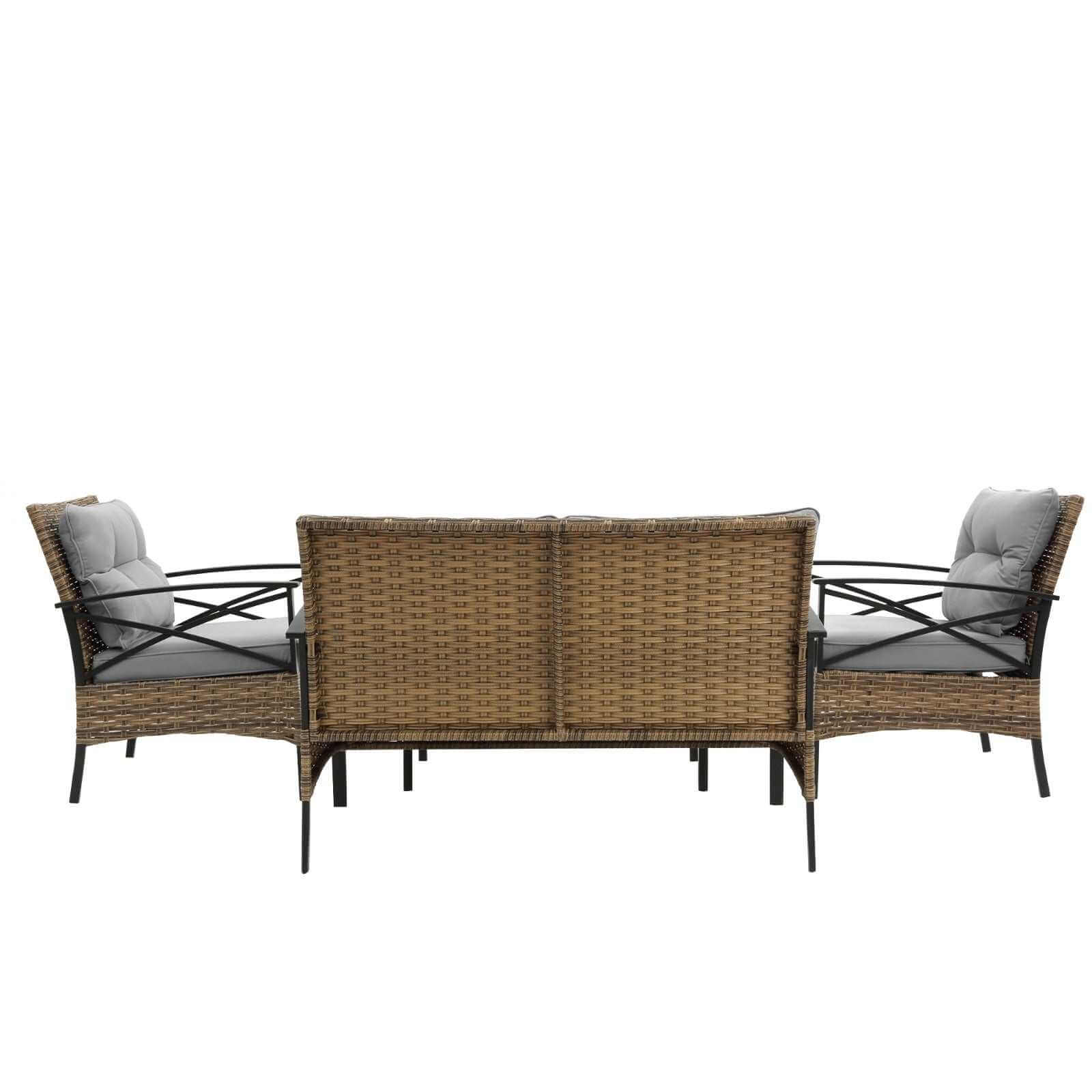 Patio 4Piece Sectional Sofa Set   KD Rattan Wicker Outdoor Garden Furniture Backyard Brillance