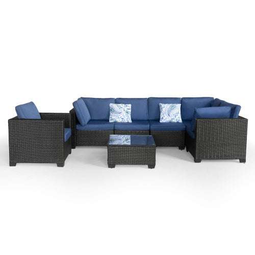 7 Pieces Outdoor Set Furniture Patio Furniture Sets Conversation Sets Balcony Furniture Outdoor Sectional For Outdoor Indoor  Lawn Garden Porch Poolside Backyard Brillance
