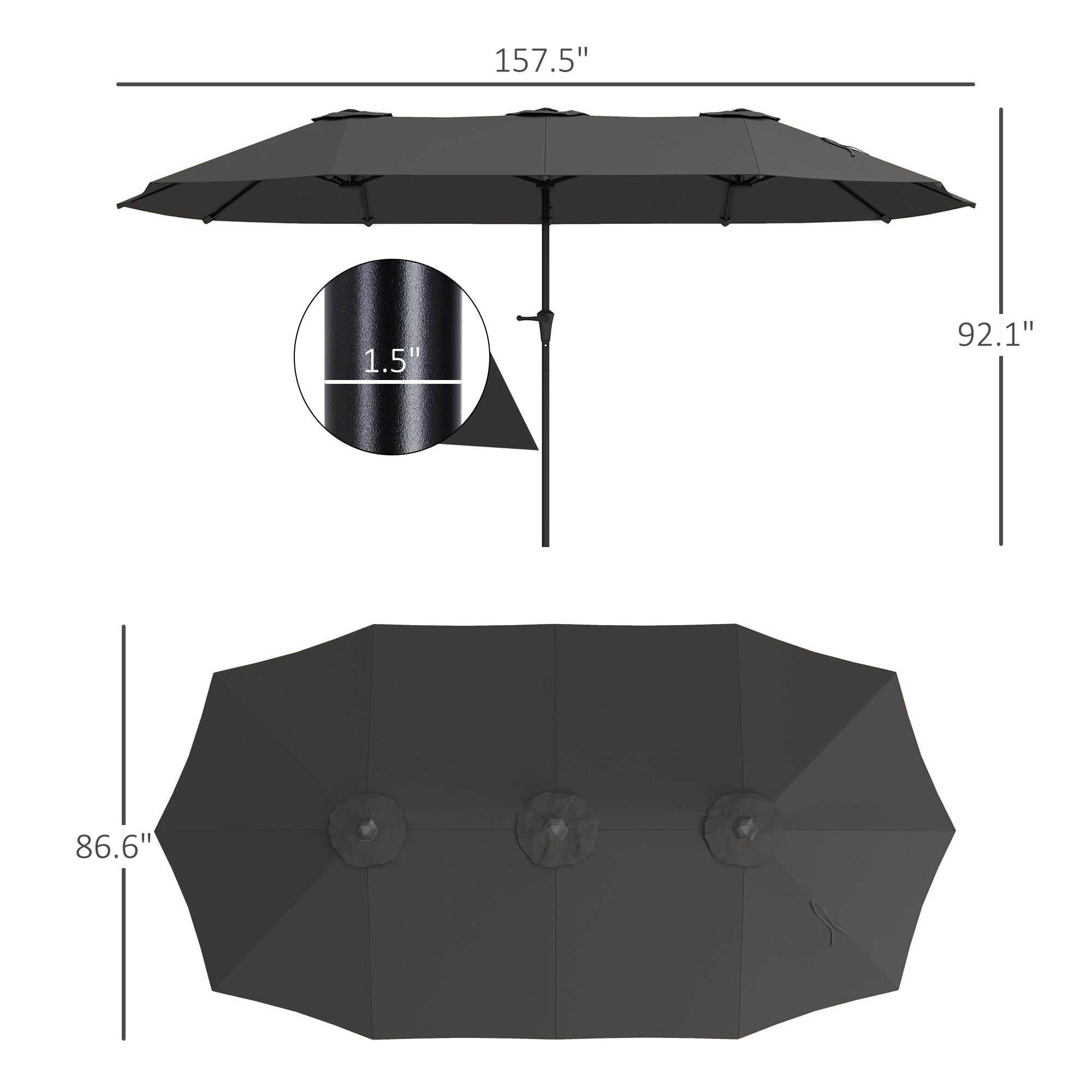 13 Ft. Extra Large Patio Umbrella With Easy Crank Handle, Vents For Outdoor, Patio, Dark Gray Backyard Brillance