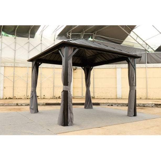 10x10FT Patic Gazebo,aluminum Gazebo With Steel Canopy,Outdoor Permanent Hardtop Gazebo Canopy For Patio, Garden, Backyard Brillance