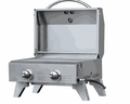 KoKoMo Portable Grill stainless steel compact tabletop BBQ with dual burners and folding legs for outdoor cooking