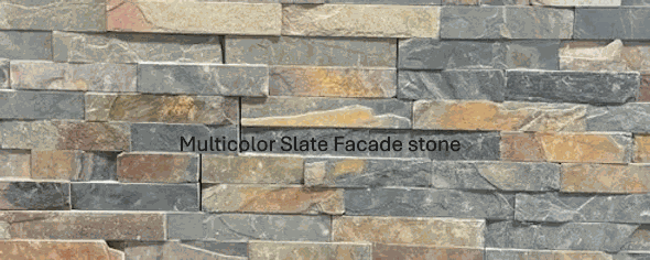 Multicolor slate facade stone for 5-foot Outdoor Kitchen Deluxe Island countertop and exterior finish