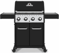 Broil King CROWN 420 professional-grade gas grill with four control knobs and side shelves