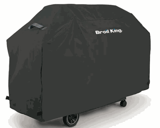 Broil King CROWN 520 professional-grade grill with durable black cover and wheels for easy mobility