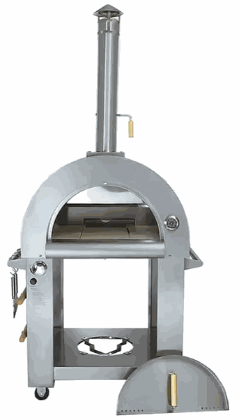 Kokomo 32 Inch Dual Fuel stainless steel gas pizza oven with LP connection and 32-inch cooking surface