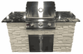 5-foot Outdoor Kitchen Deluxe Island with granite countertops, Blaze three-burner grill, and double stainless steel doors