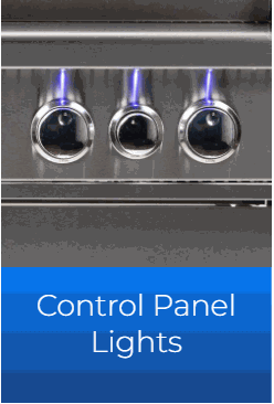 Broilmaster B Series stainless steel gas griddle control panel with lights and burners