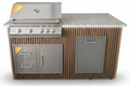 6-foot outdoor kitchen island with granite countertop, Kokomo Elite 32" grill, drawer and door combo, and trash bin with shiplap siding