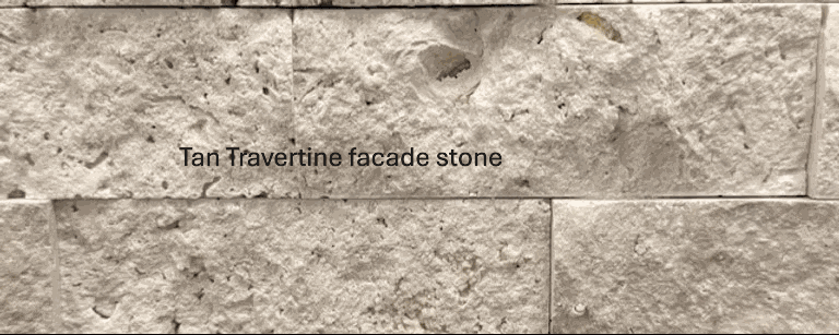 Tan travertine facade stone for Outdoor Kitchen Deluxe Island countertop and finishes