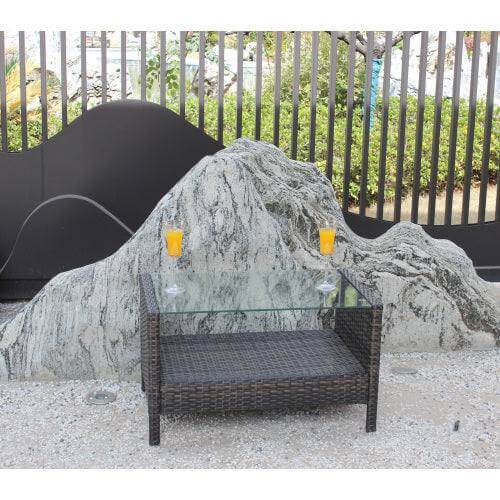 Outdoor Patio Furniture Coffee Table With Clear Tempered Glass Backyard Brillance