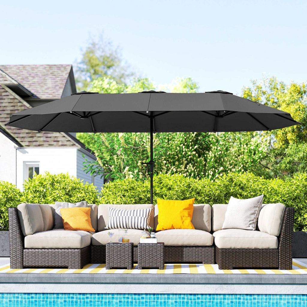 13 Ft. Extra Large Patio Umbrella With Easy Crank Handle, Vents For Outdoor, Patio, Dark Gray Backyard Brillance