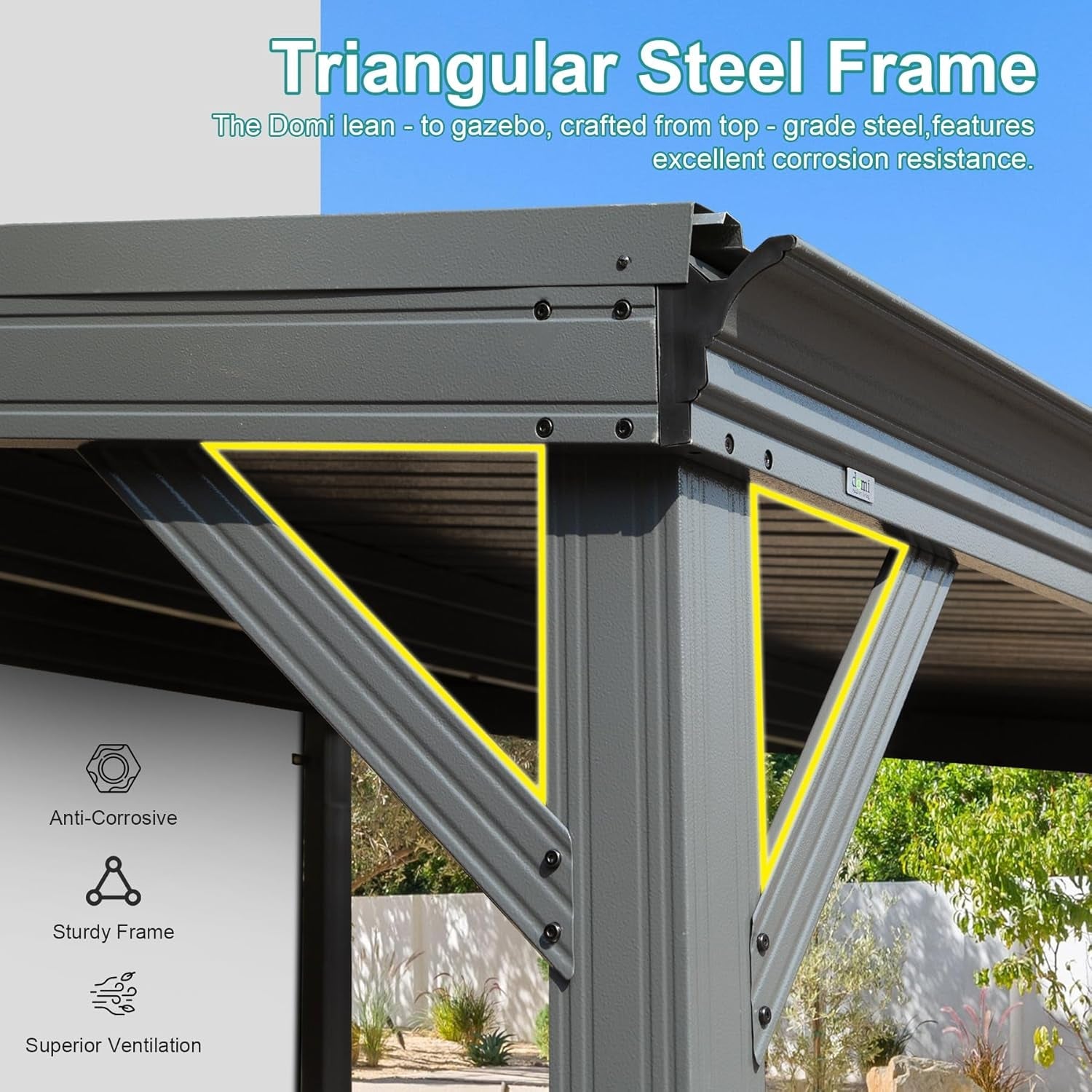 10x10 Lean To Gazebo Featuring Hardtop Galvanized Roof ShipItFurniture