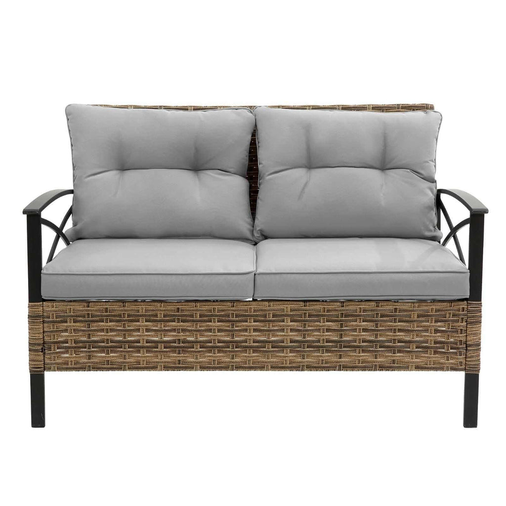 Patio 4Piece Sectional Sofa Set   KD Rattan Wicker Outdoor Garden Furniture Backyard Brillance