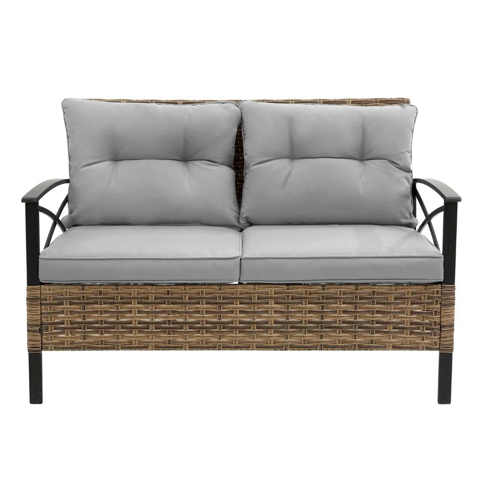 Patio 4Piece Sectional Sofa Set   KD Rattan Wicker Outdoor Garden Furniture Backyard Brillance