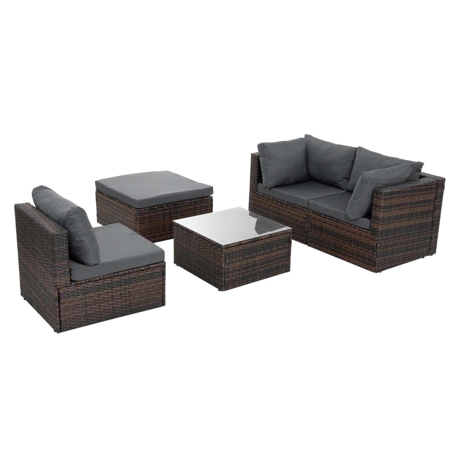 Patio Furniture, Outdoor Furniture, Seasonal PE Wicker Furniture, 5 Set Wicker Furniture With Temper Backyard Brillance