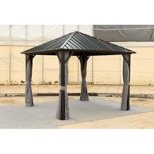 10x10FT Patic Gazebo,aluminum Gazebo With Steel Canopy,Outdoor Permanent Hardtop Gazebo Canopy For Patio, Garden, Backyard Brillance