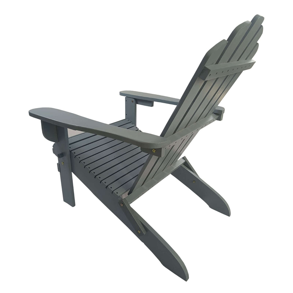 Foldable grey outdoor or indoor wood Adirondack chair made of solid wood