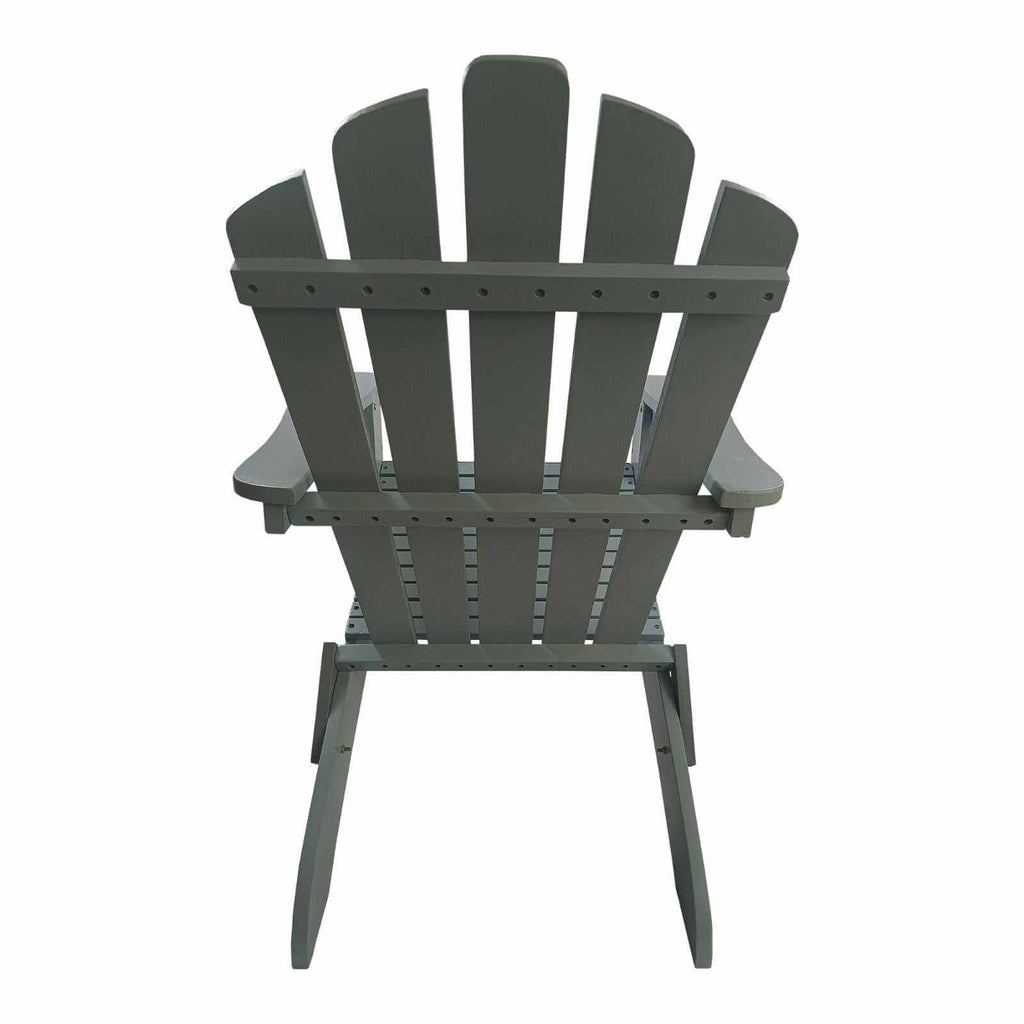 Foldable grey solid wood Adirondack chair for outdoor or indoor use