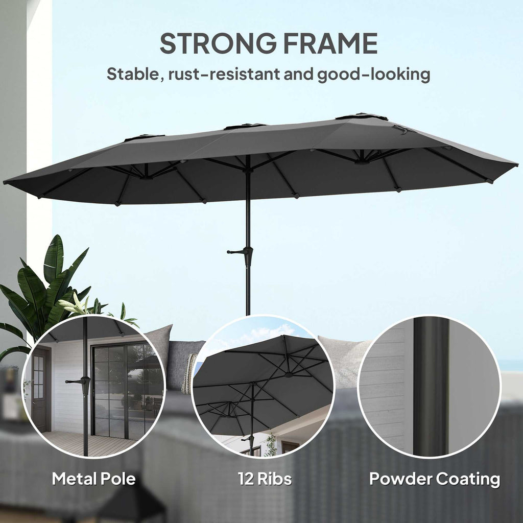 13 Ft. Extra Large Patio Umbrella With Easy Crank Handle, Vents For Outdoor, Patio, Dark Gray Backyard Brillance