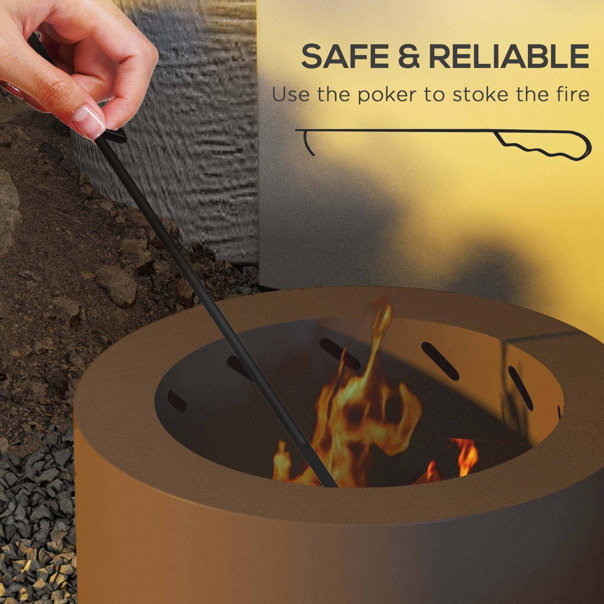 Smokeless Fire Pit, Portable Camping Bonfire Stove with Poker for Backyard Patio Picnic, Steel, Bronze Backyard Brillance