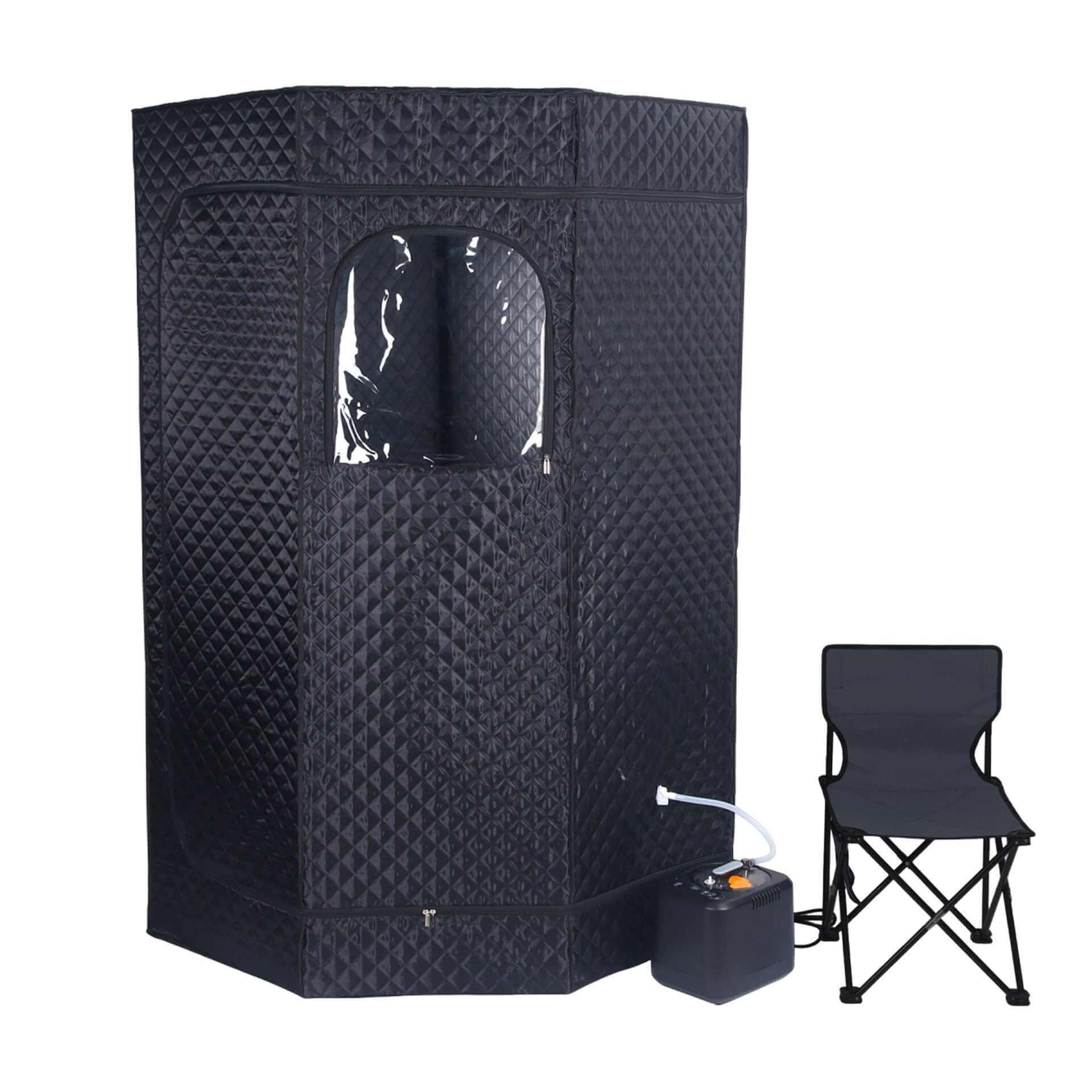 Portable pentagram full body sauna machine with black steam engine and foldable bath tank