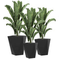 Set of 3 black stackable indoor outdoor planters with drainage holes made of magnesium oxide