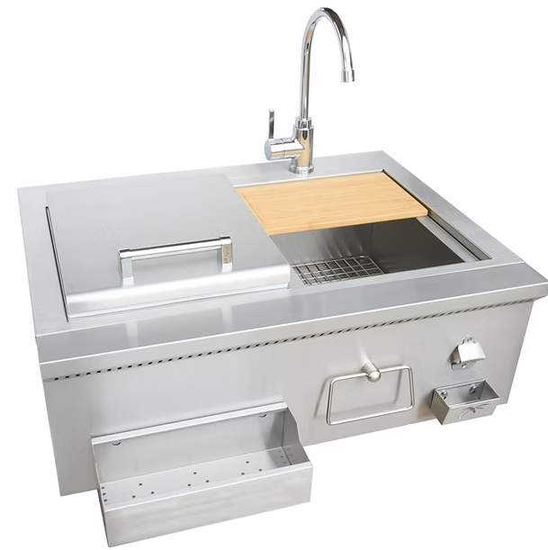 Kokomo 30-inch built-in bartender cocktail station with sink, ice chest, and bottle opener